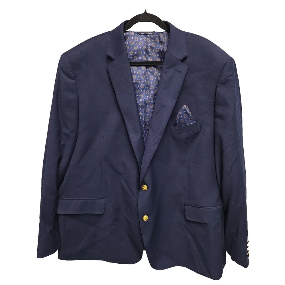 RALPH Ralph Lauren Blazer Men's 50R Navy Blue Gold Crest Buttons Sport Coat